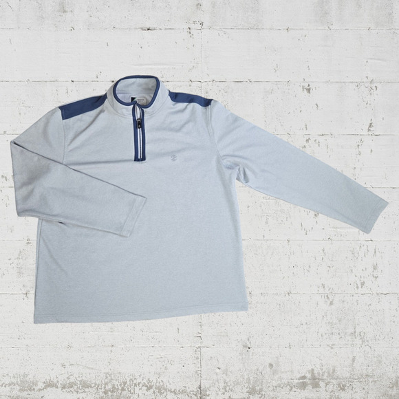 IZOD Grey Quarter Zip Mock Neck Pullover Golf Lightweight Sweatshirt Size Large - Picture 1 of 7